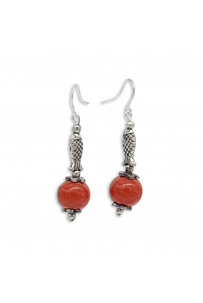 Red Glass Fish Earring